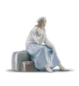 Pensive Traveller 2000-01 by Lladro Image is watermarked for copyright protection and is not present on the actual art work.
