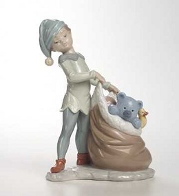Santa's Sack Of Dreams by Lladro Image is watermarked for copyright protection and is not present on the actual art work.