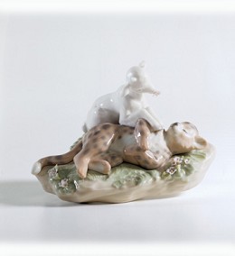 The Leopard Shall Lie Down With The Kid by Lladro Image is watermarked for copyright protection and is not present on the actual art work.