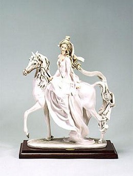 Lady On Horse by Giuseppe Armani Image is watermarked for copyright protection and is not present on the actual art work.