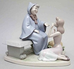 Cinderella And Godmother Disney by Lladro Image is watermarked for copyright protection and is not present on the actual art work.