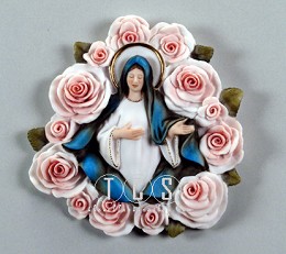 Madonna Of The Roses - Plaque by Giuseppe Armani Image is watermarked for copyright protection and is not present on the actual art work.