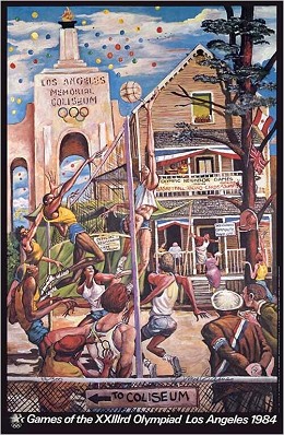 Neighborhood Games Limited Edition Pencil Signed by Ernie Barnes Image is watermarked for copyright protection and is not present on the actual art work.