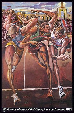 The Finish Olympic Track Limited Edition Pencil Signed by Ernie Barnes Image is watermarked for copyright protection and is not present on the actual art work.