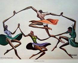 Ring Around The Rosie-Unsigned by Ernie Barnes Image is watermarked for copyright protection and is not present on the actual art work.
