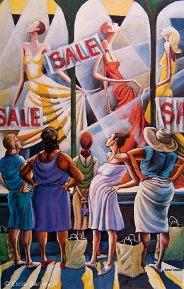 Window Wishing-Signed by Ernie Barnes Image is watermarked for copyright protection and is not present on the actual art work.