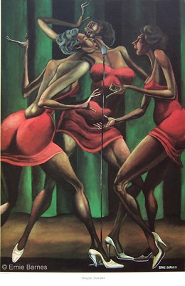 Singin Sistahs-Unsigned by Ernie Barnes Image is watermarked for copyright protection and is not present on the actual art work.