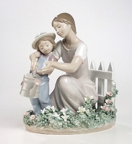 Lessons In The Garden by Lladro Image is watermarked for copyright protection and is not present on the actual art work.