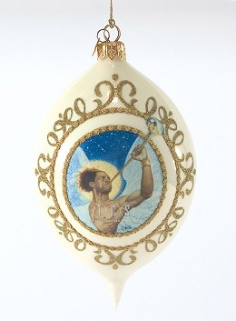 The Angel Gabriel 2009 Ornament by Ebony Visions Image is watermarked for copyright protection and is not present on the actual art work.