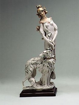 Lady W/greyhound Retired by Giuseppe Armani Image is watermarked for copyright protection and is not present on the actual art work.