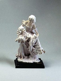 Lady With Young Girl by Giuseppe Armani Image is watermarked for copyright protection and is not present on the actual art work.