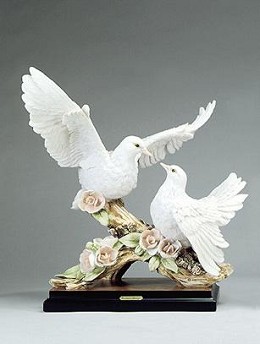 Two Doves With Flowers by Giuseppe Armani Image is watermarked for copyright protection and is not present on the actual art work.