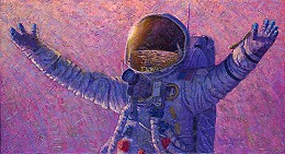 HELLO UNIVERSE by Alan Bean Image is watermarked for copyright protection and is not present on the actual art work.