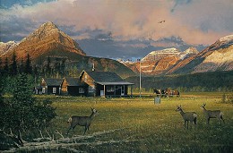 EARLY MORNING VISITORS by William Phillips Image is watermarked for copyright protection and is not present on the actual art work.