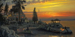 An Evening to Remember at Thunderbird Lodge, Lake Tahoe by William Phillips Image is watermarked for copyright protection and is not present on the actual art work.