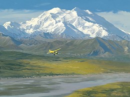 Denali Summer by William Phillips Image is watermarked for copyright protection and is not present on the actual art work.