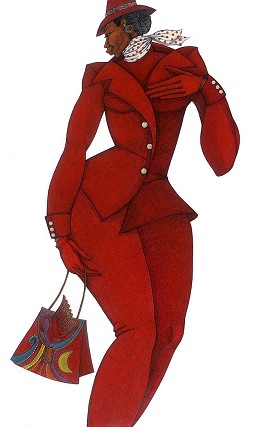 Ebony In Red Giclee by Charles Bibbs Image is watermarked for copyright protection and is not present on the actual art work.