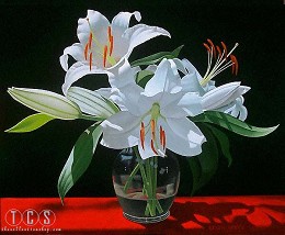 White Lilies In Soho by Brian Davis Image is watermarked for copyright protection and is not present on the actual art work.