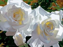 White Roses Aglow by Brian Davis Image is watermarked for copyright protection and is not present on the actual art work.