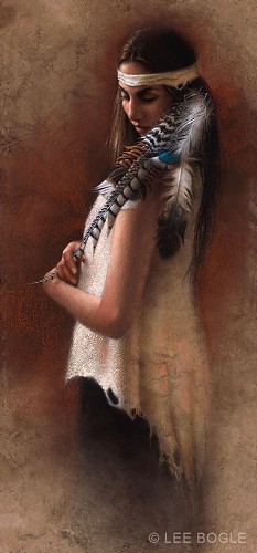 Cherokee Princess by Lee Bogle Image is watermarked for copyright protection and is not present on the actual art work.