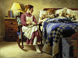 Bedtime Story W/gift Print Her First Love L.e.print by Jim Daly Image is watermarked for copyright protection and is not present on the actual art work.