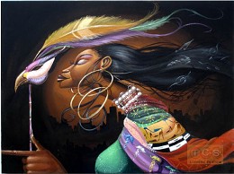 Sista Behind The Mask Artist Proof by Frank Morrison Image is watermarked for copyright protection and is not present on the actual art work.