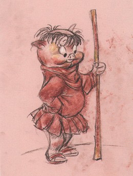 Porky Pig by Chuck Jones Image is watermarked for copyright protection and is not present on the actual art work.