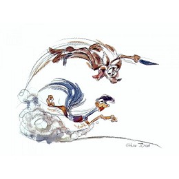 Birds Eye View by Chuck Jones Image is watermarked for copyright protection and is not present on the actual art work.