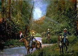 Buffalo Soldiers On Patrol by Ted Ellis Image is watermarked for copyright protection and is not present on the actual art work.