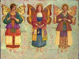 Faith Hope And Charity Masterwork Canvas Edition by James Christensen Image is watermarked for copyright protection and is not present on the actual art work.