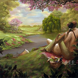 Romantic Rendezvous by John Holyfield Image is watermarked for copyright protection and is not present on the actual art work.