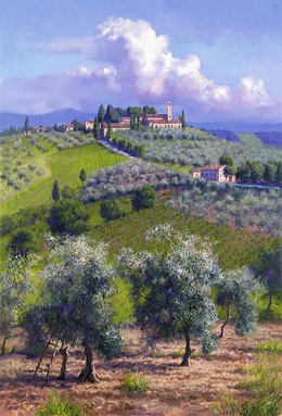 Oil Trees of Chianti by June Carey Image is watermarked for copyright protection and is not present on the actual art work.