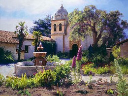 Springtime In The Mission Garden by June Carey Image is watermarked for copyright protection and is not present on the actual art work.