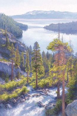 Cascade of Light, Emerald Bay, Lake Tahoe by June Carey Image is watermarked for copyright protection and is not present on the actual art work.