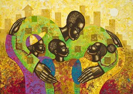 The Spirit Of Fatherhood Remarque by Larry Poncho Brown Image is watermarked for copyright protection and is not present on the actual art work.