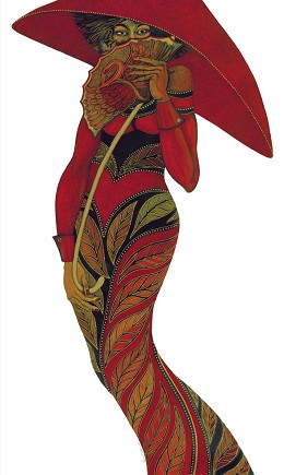 The Red Umbrella -Limited Edition by Charles Bibbs Image is watermarked for copyright protection and is not present on the actual art work.