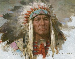 Leader of the Tribe SMALLWORK EDITION ON by Z.S.  Liang Image is watermarked for copyright protection and is not present on the actual art work.