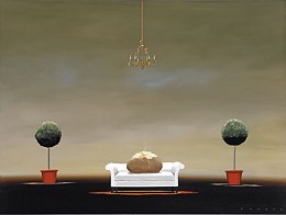 The Couch Potato by Robert Deyber Image is watermarked for copyright protection and is not present on the actual art work.