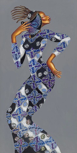 Lady Locs by Larry Poncho Brown Image is watermarked for copyright protection and is not present on the actual art work.