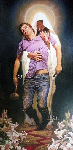 Forgiven Print mounted on wood by Thomas Blackshear II Image is watermarked for copyright protection and is not present on the actual art work.