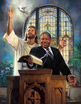 Preaching The Word by Nathan Greene Image is watermarked for copyright protection and is not present on the actual art work.