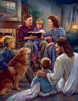 Family Worship by Nathan Greene Image is watermarked for copyright protection and is not present on the actual art work.