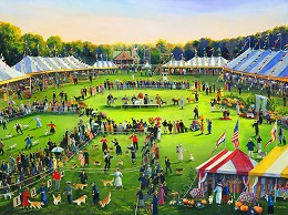 The Dog Show by Sally Calwell Fisher Image is watermarked for copyright protection and is not present on the actual art work.