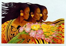 Three Sisters Artist Proof by Keith Mallett Image is watermarked for copyright protection and is not present on the actual art work.