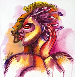 Two Of A Kind   Giclee Re 25 by Larry Poncho Brown Image is watermarked for copyright protection and is not present on the actual art work.