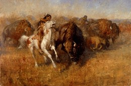 Buffalo Hunt By Andy Thomas Print  Artist Proof by Andy Thomas Image is watermarked for copyright protection and is not present on the actual art work.