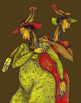 Feathered Hats by Charles Bibbs Image is watermarked for copyright protection and is not present on the actual art work.