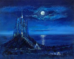 Cinderellas Moonlight Arrival by Harrison Ellenshaw Image is watermarked for copyright protection and is not present on the actual art work.