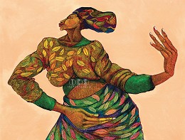 Dancing Hands Remarque  (color) by Charles Bibbs Image is watermarked for copyright protection and is not present on the actual art work.