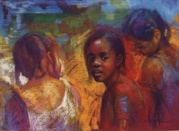 Gloria's Moods Giclee by Brenda Joysmith Image is watermarked for copyright protection and is not present on the actual art work.